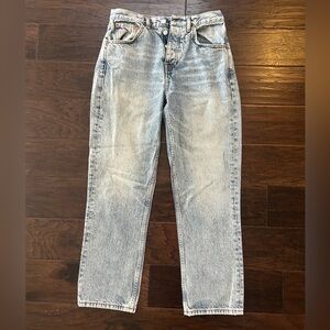 Topshop Editor Button Fly Light Wash Jeans